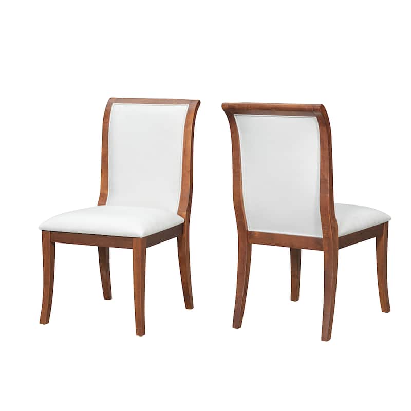 Finish Upholstered Dining Chairs Set Of 2-Traditional Elegant Fabric Side Chairs With Curved Lines,Solid Hardwood Frame