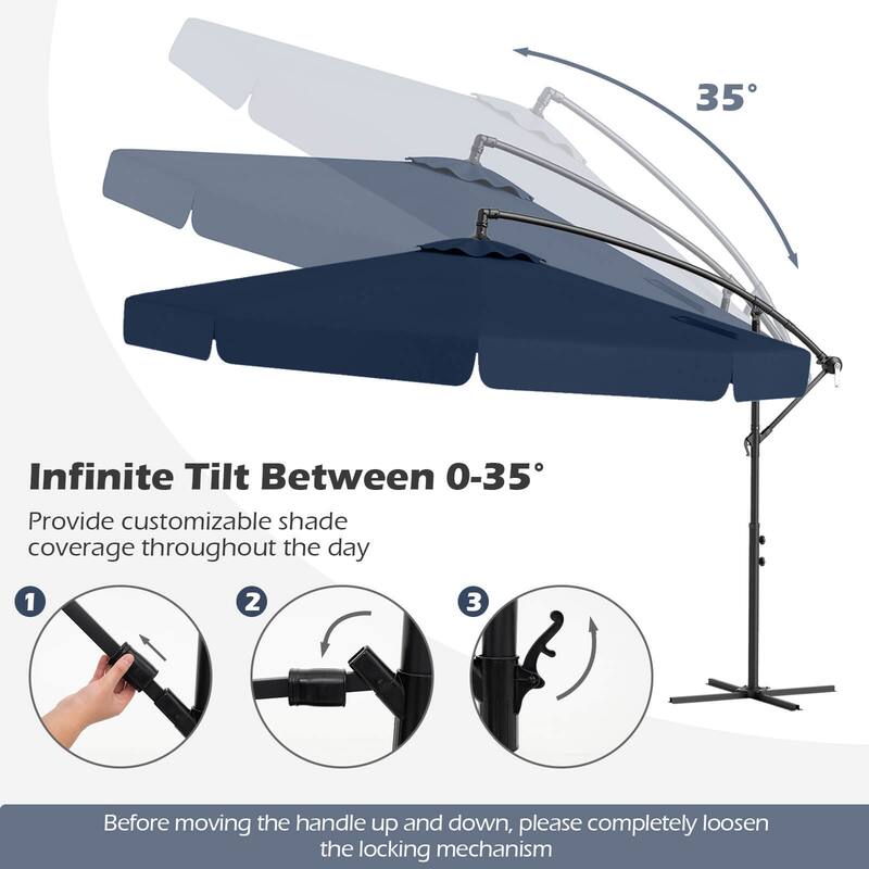 Costway 10 FT Offset Hanging Umbrella Patio Cantilever Umbrella with