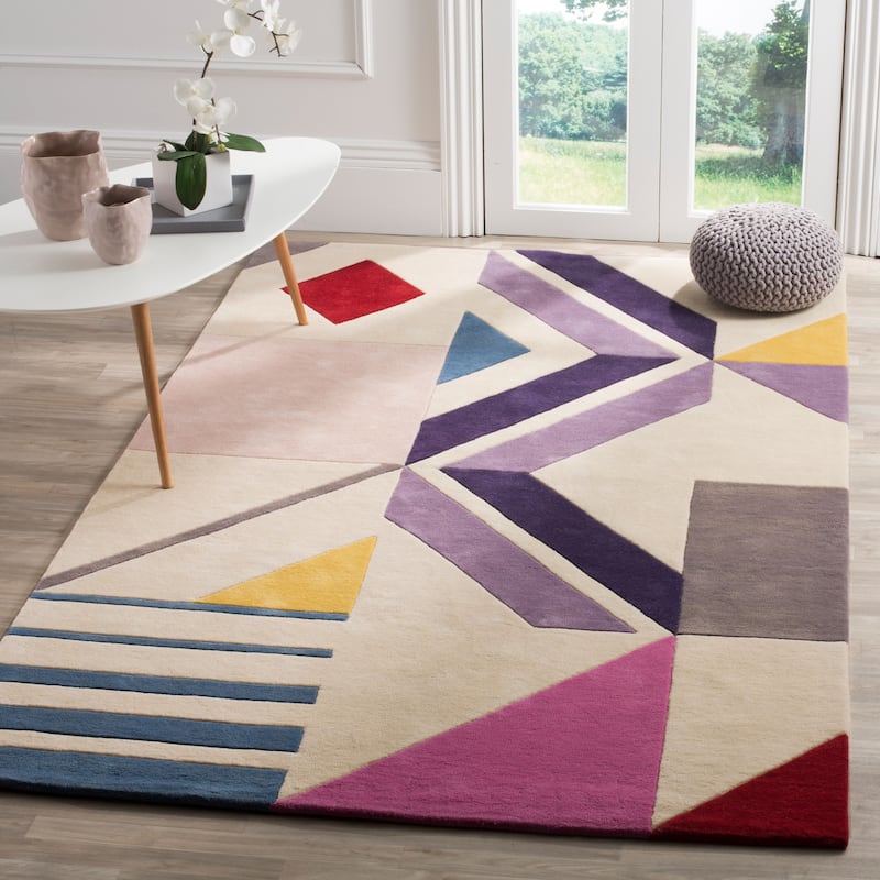 SAFAVIEH Handmade Fifth Avenue Dietlind Mid-Century Modern Wool Rug - 5' x 8' - Ivory/Purple