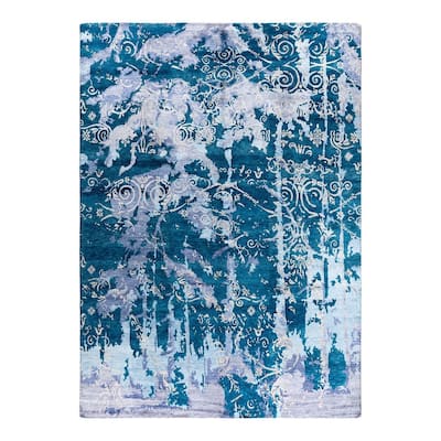 Modern One-of-a-Kind Hand-Knotted Area Rug, Blue - 9' 1" x 12' 2"
