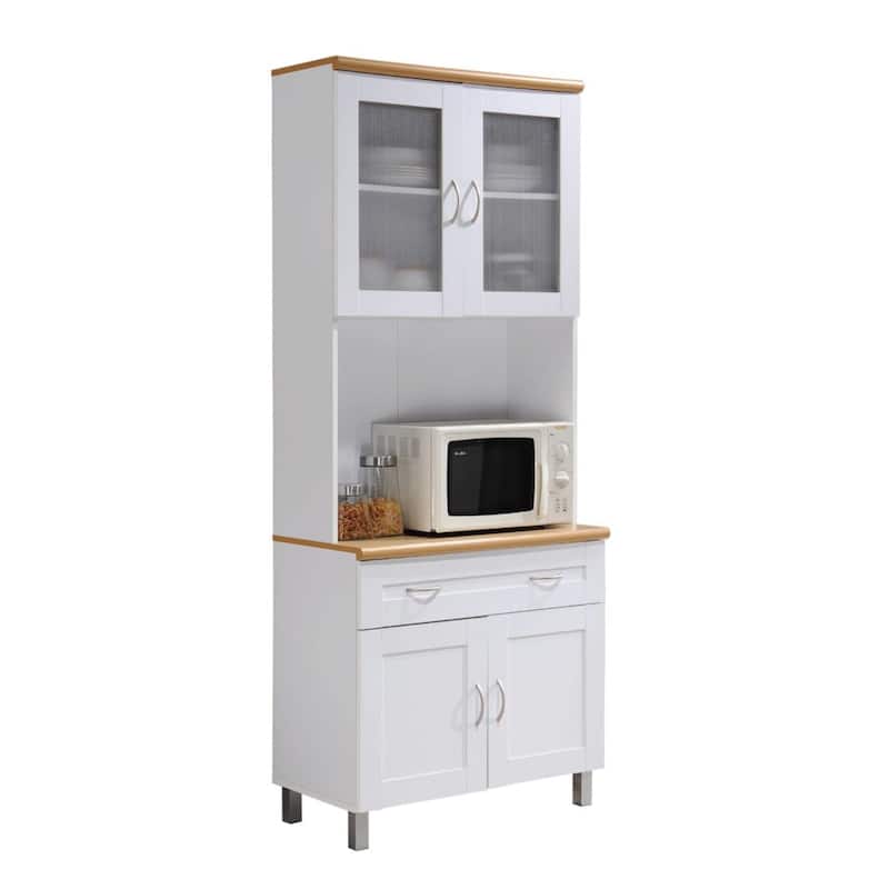 77.5" White Top and Bottom Enclosed Kitchen Cabinet