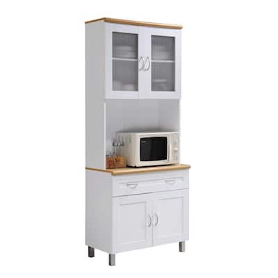 77.5" White Top and Bottom Enclosed Kitchen Cabinet