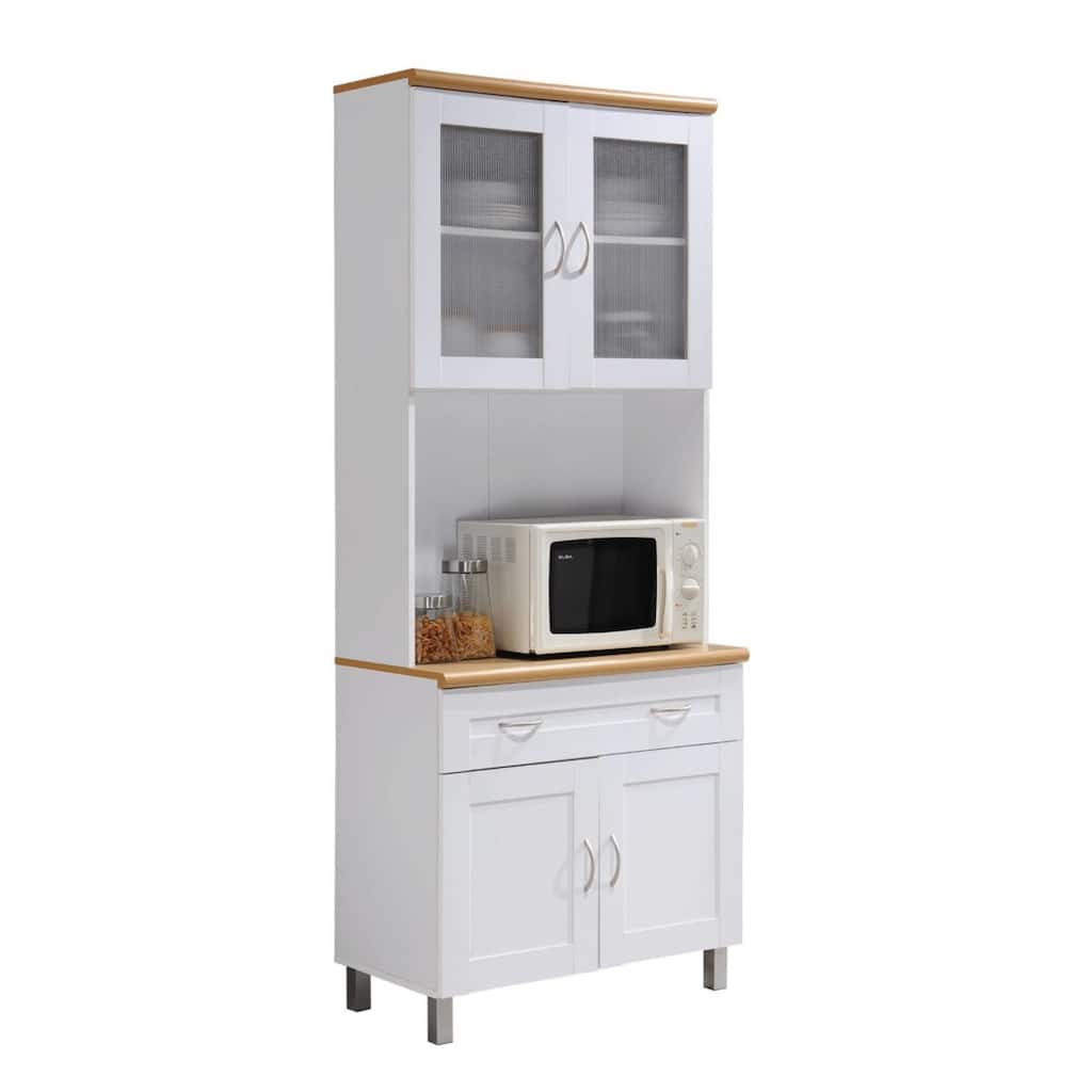 77.5" White Top and Bottom Enclosed Kitchen Cabinet