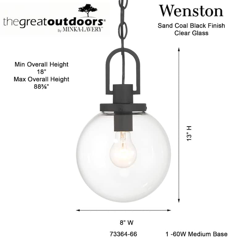 The Great Outdoors 73364 Wenston 8" Wide Outdoor Pendant with Clear