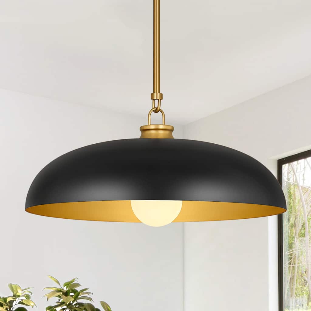 1-Light Farmhouse Metal Dome 15.7inch Kitchen Hanging Pendant Lights