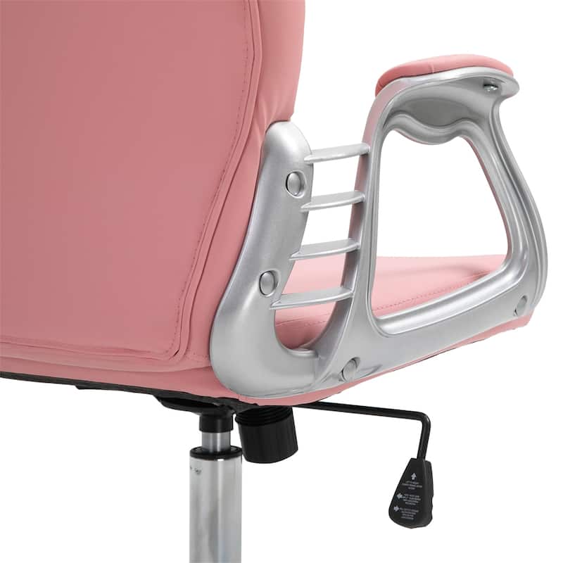 PU Adjustable Height Home Office Chair with Padded Armrests and Wheels