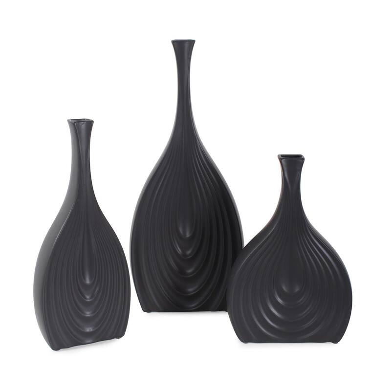 Allan Andrews Tapered Matte Black Ceramic Onion Vase Collection