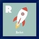 preview thumbnail 1 of 1, Color Me Happy 'Transportation Alphabet - R is for Rocket' Framed Art