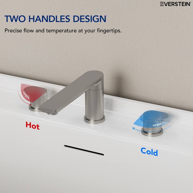 Modern Deck-Mount 2-Handle 360° Rotatable Bathtub Faucet Widespread 3 Hole Tub Filler