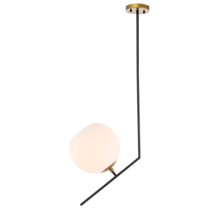 Bastina 10-Inch 1-UpLight Frosted Glass Pendant - Black