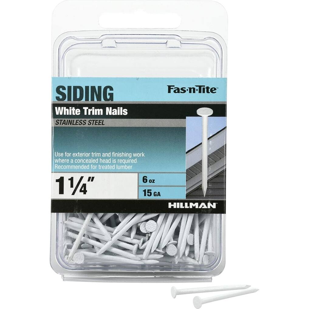 461819 White Painted Stainless Steel Trim Nails, 6 oz/1.25 x 15