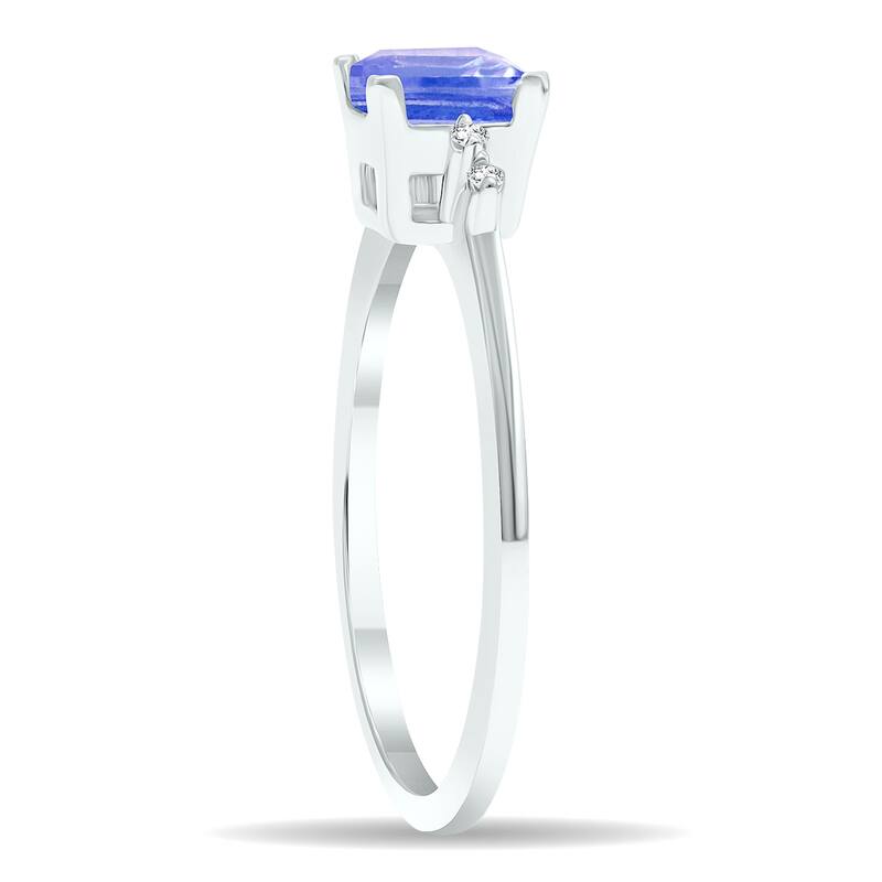 Women's Tanzanite and Diamond Sparkle Ring in 10K White Gold