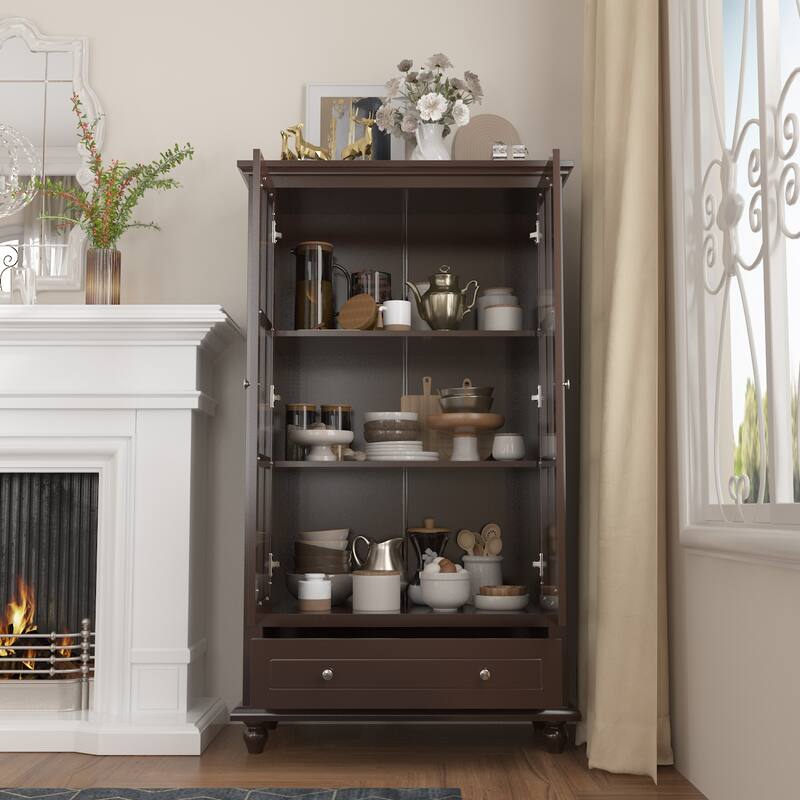 Timechee 31.5'' W Curio Cabinet Bookcase Display Cabinet China Cabinet