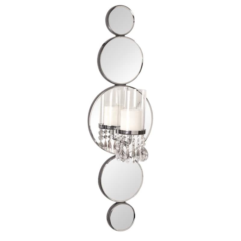 HomeRoots Silver and Clear Modern Bling Mirrored Wall Sconce - 10" W x 6" D x 31" H
