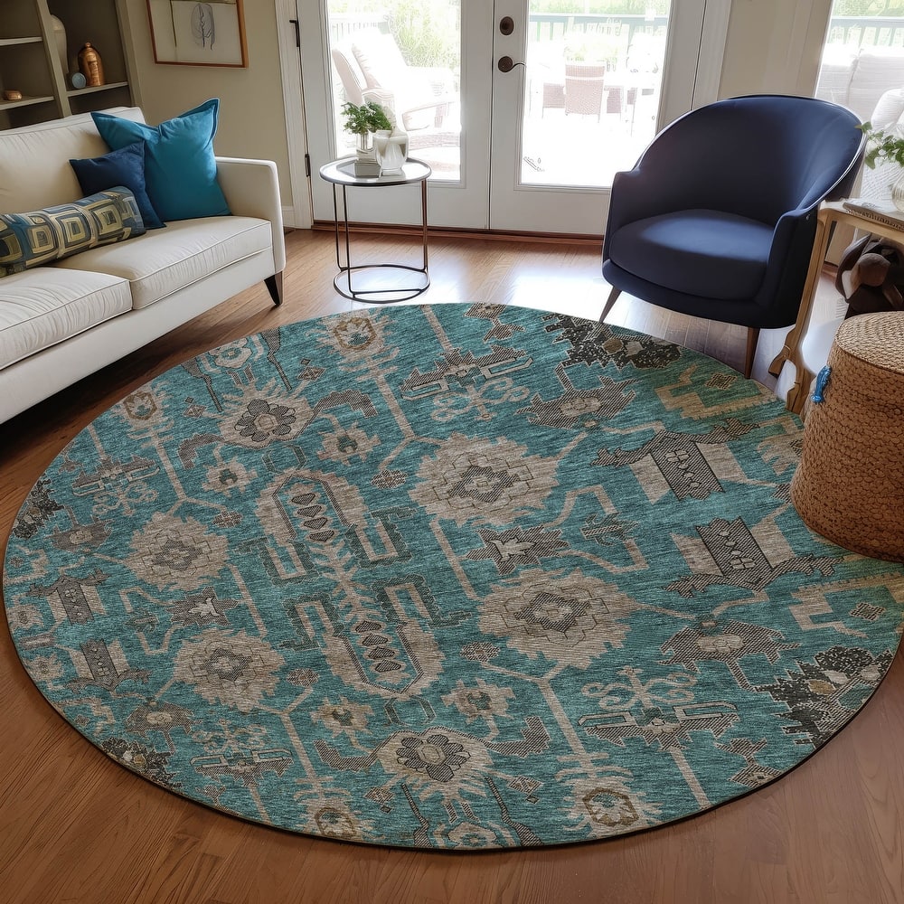 Machine Washable Indoor/ Outdoor Chantille Boho Traditional Rug