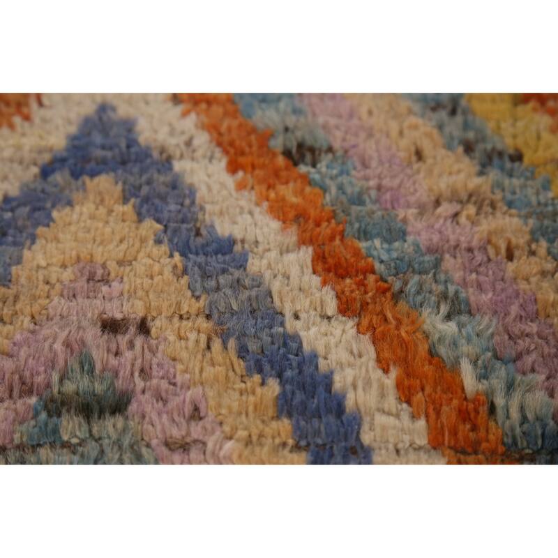 Chevron Style Moroccan Runner Rug Handmade Wool Carpet - 2'10" x 9'7"