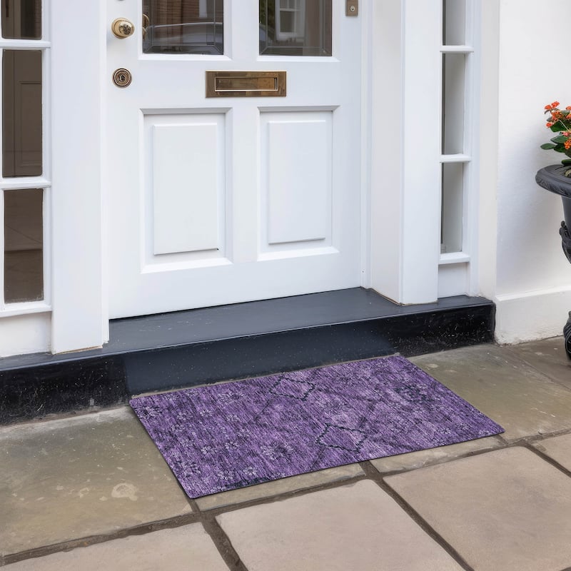 Machine Washable Indoor/ Outdoor Chantille Boho Global Rug - Eggplant - 1'8" x 2'6"