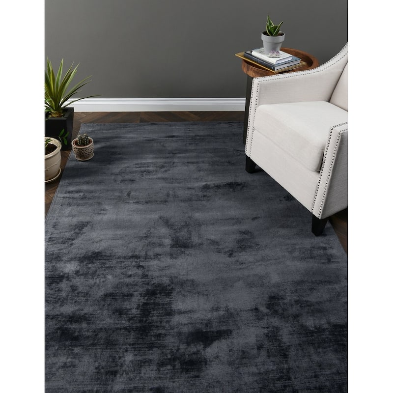 Cameron Handwoven Distressed Viscose Area Rug by Kosas Home - 2X3 - Ink Blue