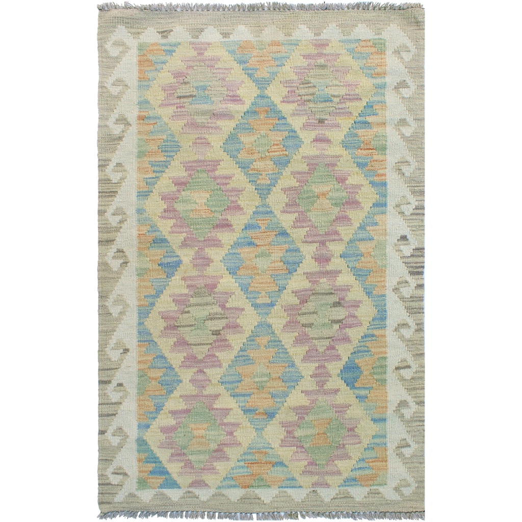 Sun Faded Flatweave Terrell Blue/Ivory Rug - 2'7" x 4'4"