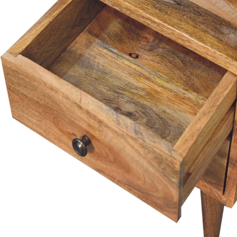 Artisan Furniture Solid Wood Mini Oak-ish Classic Open Nightstand