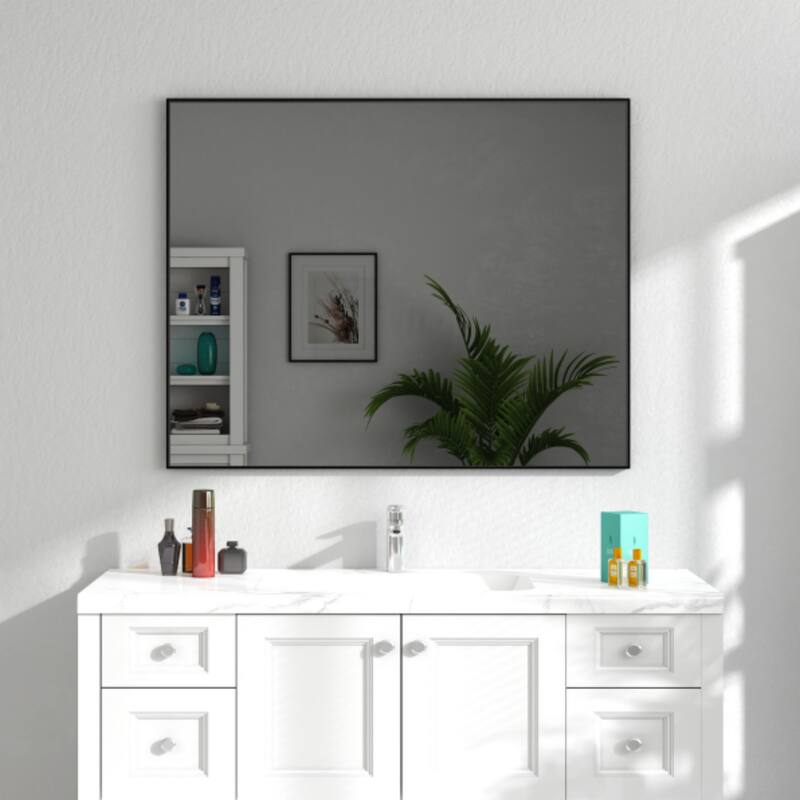 Organnice Rectangular Mirror Modern Black Frame Bathroom Vanity Mirror Clean Glass