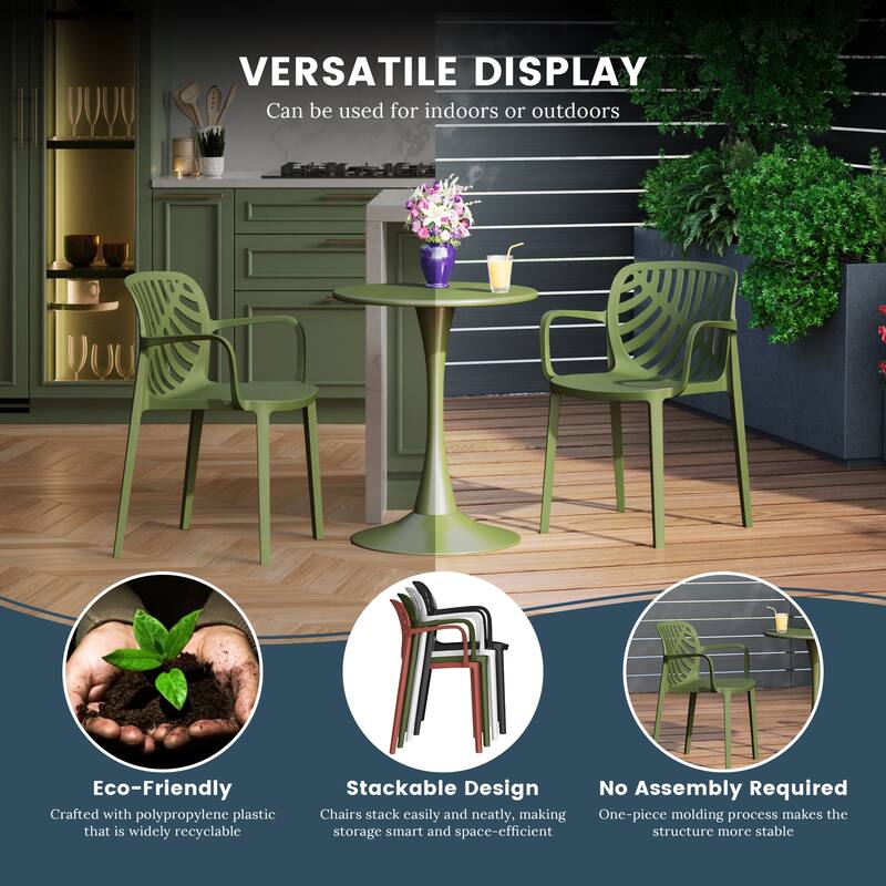 Frond and Form Outdoor Patio Stacking Dining Armchair (Set of 2)