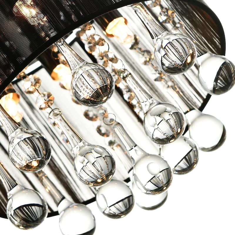 Water Drop 4 Light Drum Shade Flush Mount With Chrome Finish
