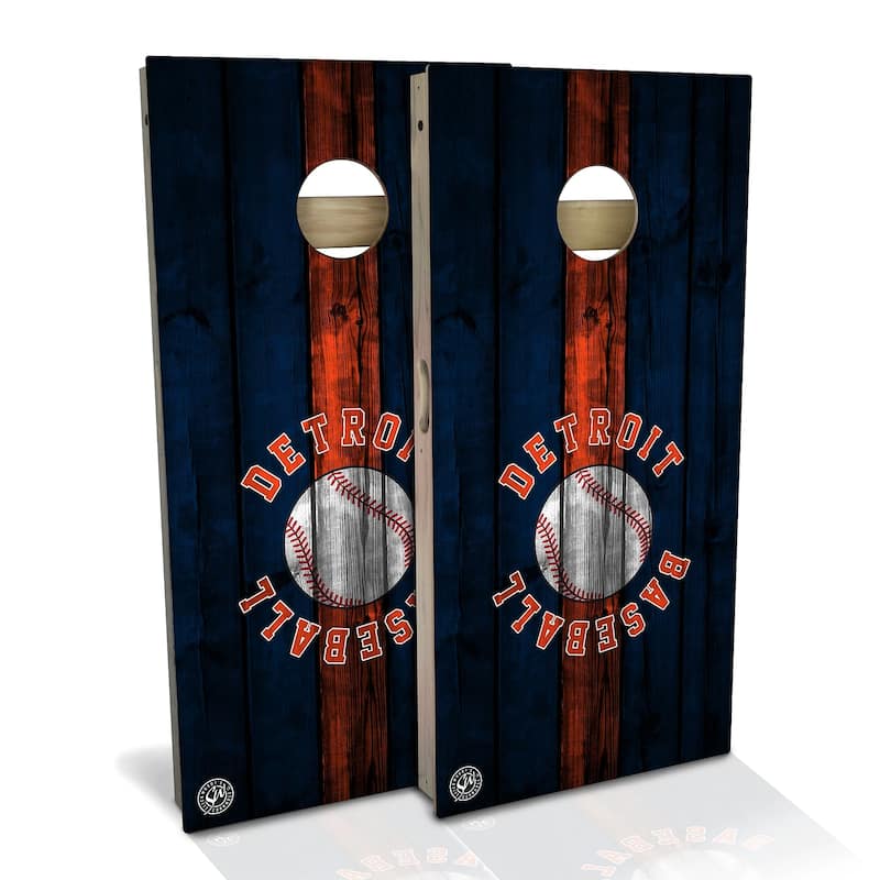Detroit Baseball Outdoor Cornhole Board Set - All-Weather 2x4 - Include Carrying Case