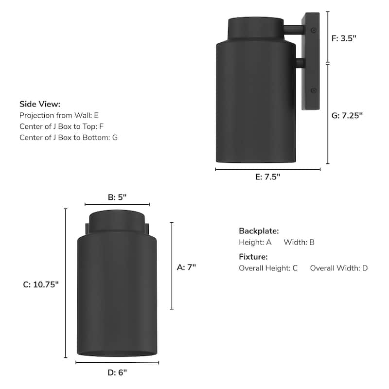 Hunter Kennicott Black Outdoor WeatherMax 11-Inch Wall Light - Pront Porch, Patio, Garage - Extreme Weather Resistant!
