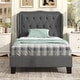 preview thumbnail 2 of 7, Button Tufted Twin Bed Frame with Wingback Headboard and Storage Space