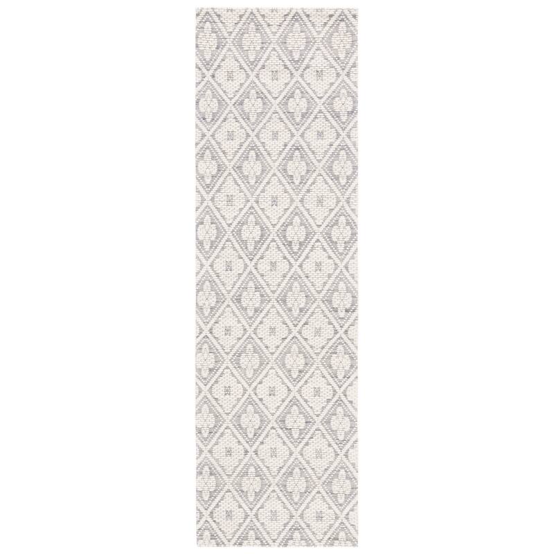 SAFAVIEH Handmade Marbella Aitana Modern Wool Rug - 2'3" x 8' Runner - Grey/Ivory