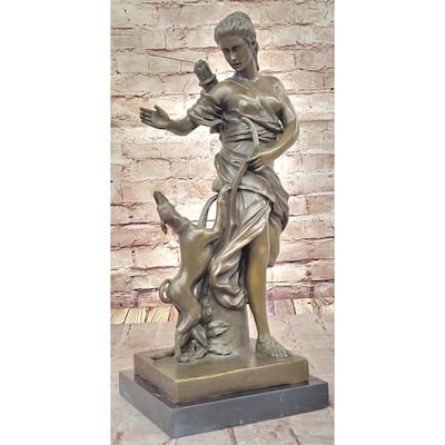 Artemis Diana The Huntress Bronze Sculpture – Graceful Clical Goddess With Hound