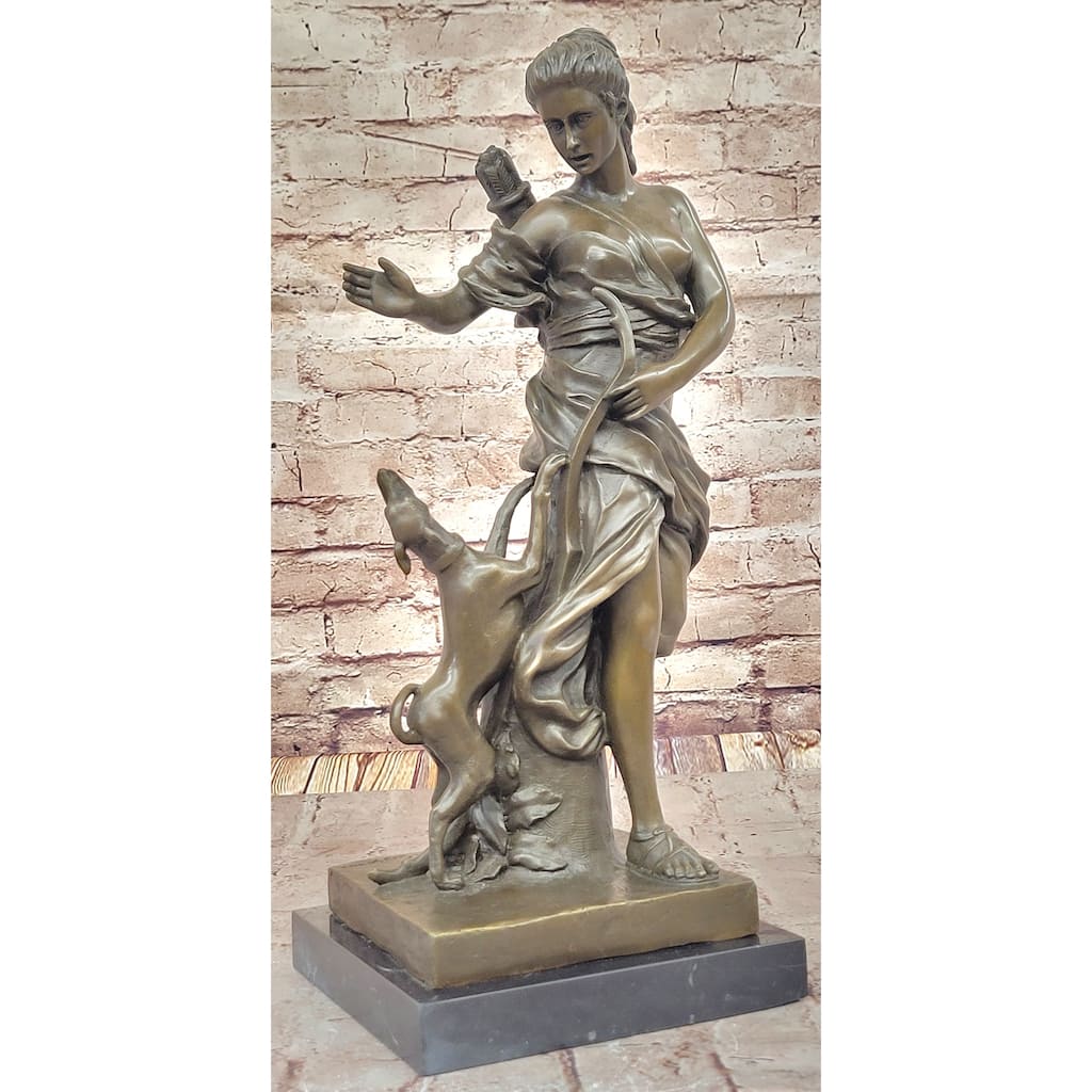 Artemis Diana The Huntress Bronze Sculpture – Graceful Clical Goddess With Hound