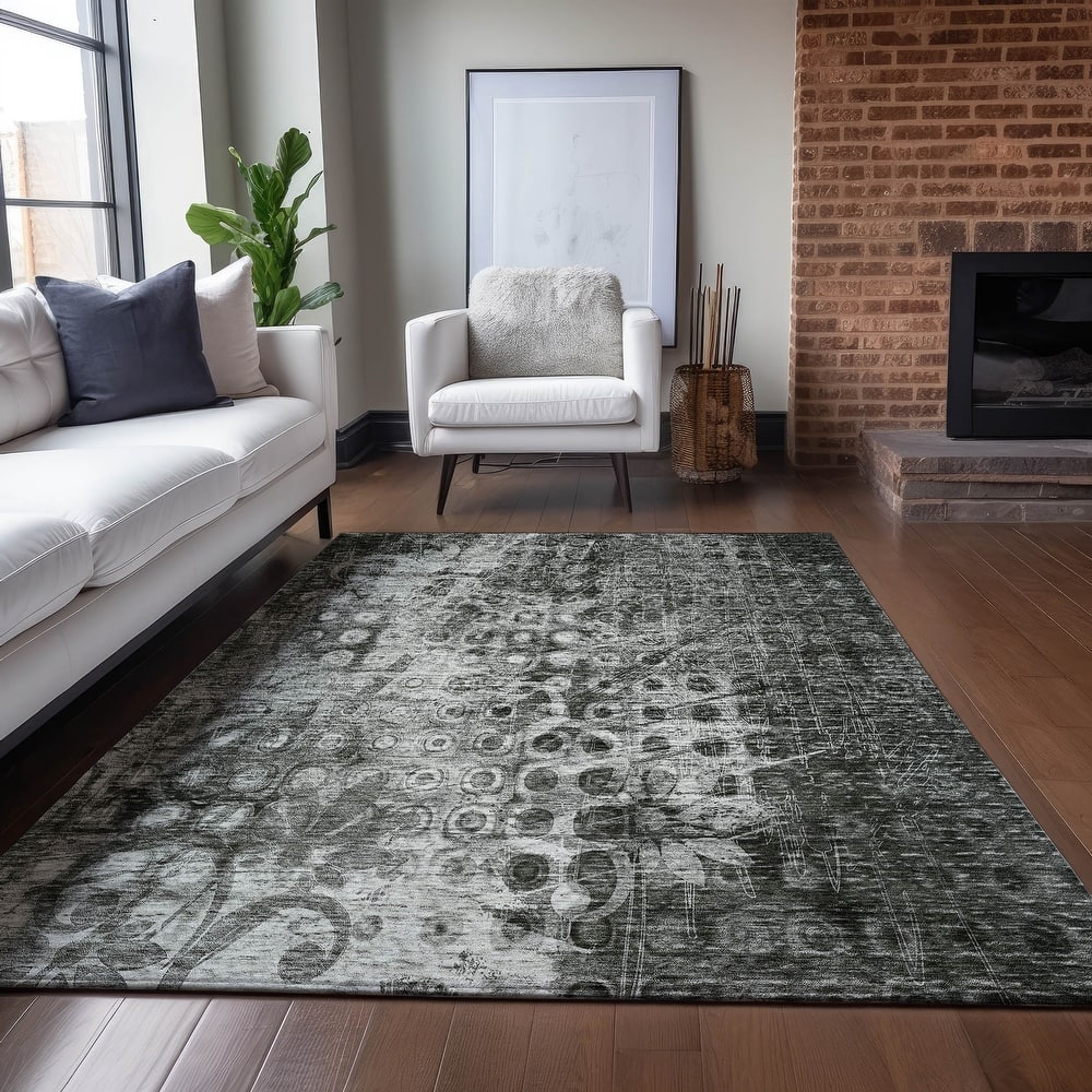 Machine Washable Indoor/ Outdoor Chantille Abstract Modern Rug
