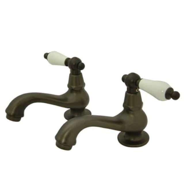 Elements Of Design Double Handle Basin Faucet with Porcelain Lever