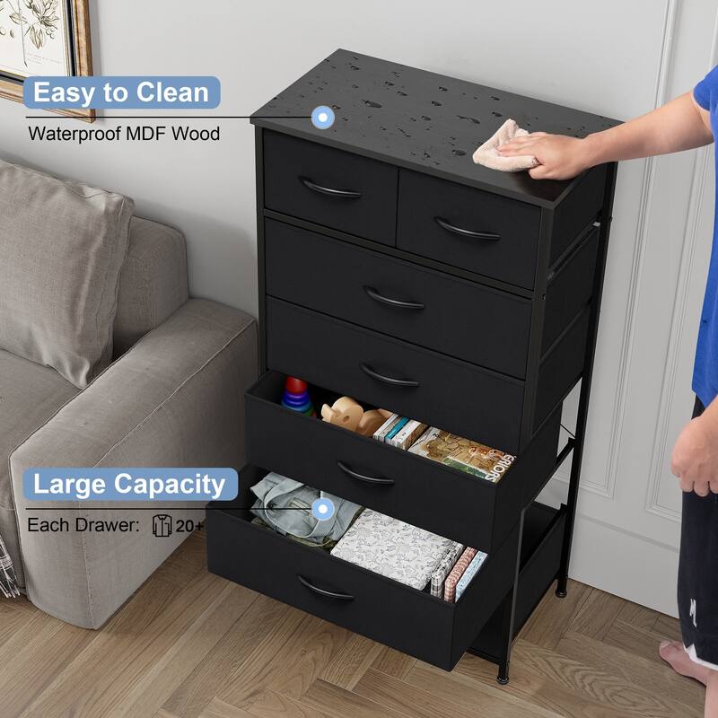 Vertical Storage Dresser 7-drawer Chest Closet Organizer Unit for Bedroom