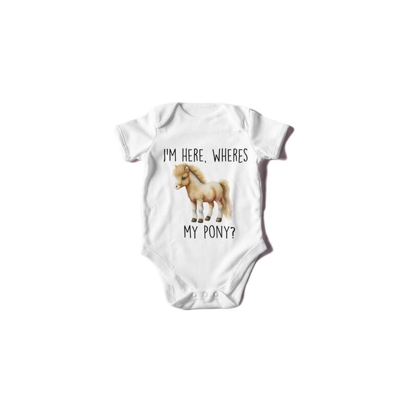 Pony - Baby Boy Girl Clothes Infant Bodysuit Funny Cute Newborn - White - 6-9M