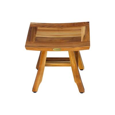 14" Compact EcoDecors EarthyTeak Satori Teak Shower & Bathroom Bench- EarthyTeak Finish