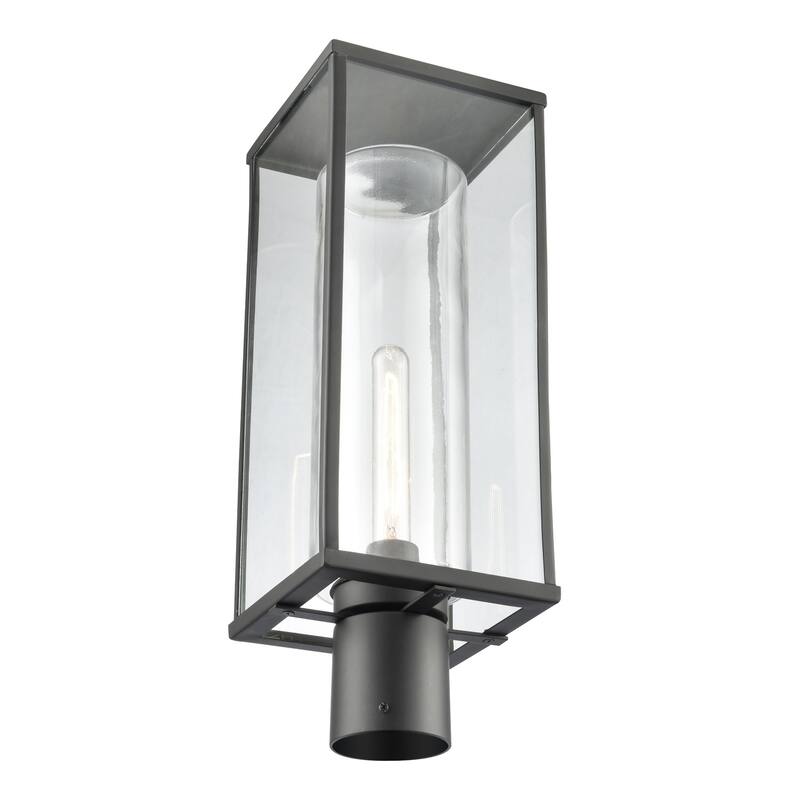 1-Light Rectangular Lantern Outdoor Post Light - 19.75" - Matte Black