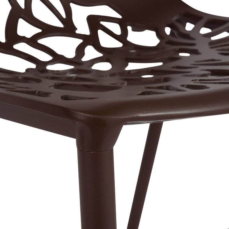 Devon Stackable Outdoor Aluminum Dining Chair with Floral Cutout, UV-Protected, Weather-Resistant Patio Seating