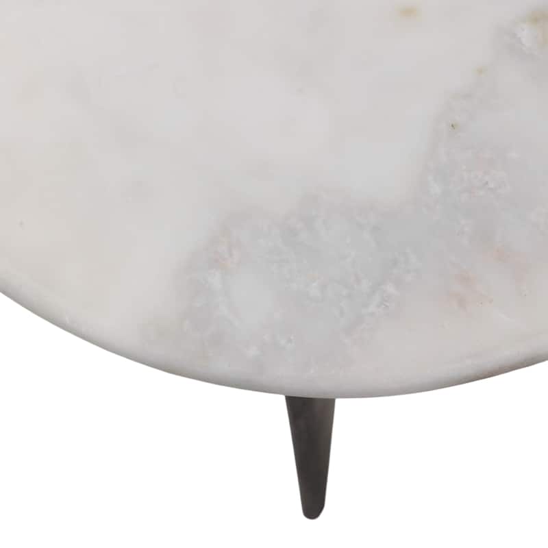 Contemporary Round Pedestal Stone Top Accent Table - 24"