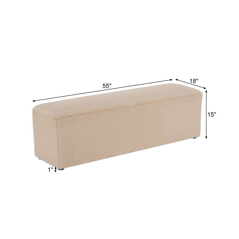 Almond Long Plush Ottoman - Modern Home Footstool & Seating Option