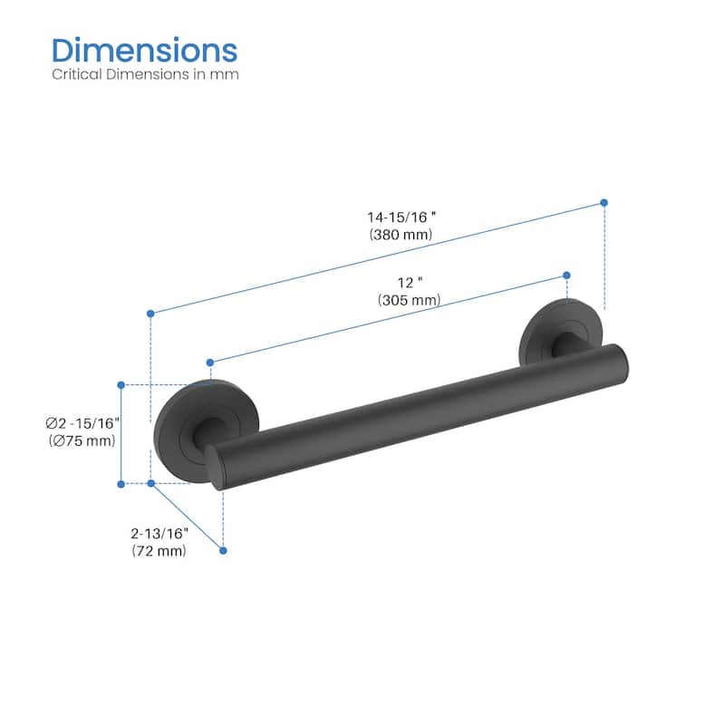 12-Inch Stainless Steel Bathroom Safety Grab Bar