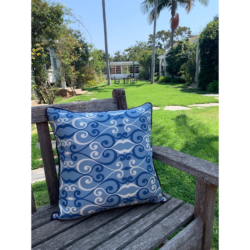 Jiti Outdoor Waterproof Traditional Damask Patterned Decorative Square Throw Pillows Cushions for Pool Patio Chair 20 x 20