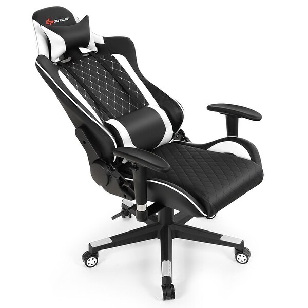 Goplus Gaming Chair Reclining Racing Chair w Lumbar Support and