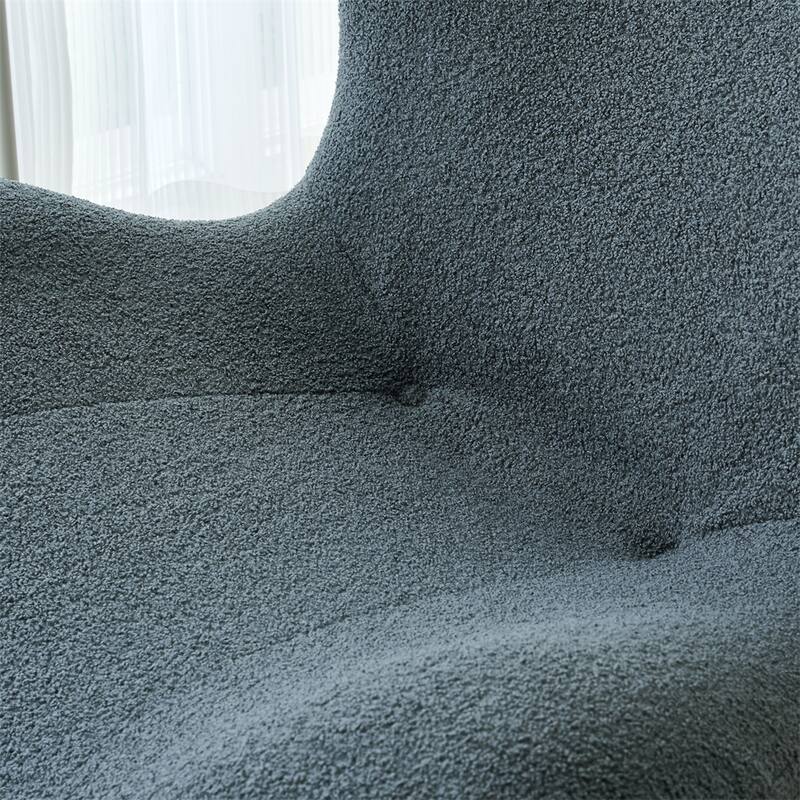 Modern High Back Sherpa Blouce Fabric Accent Chair with Footstool