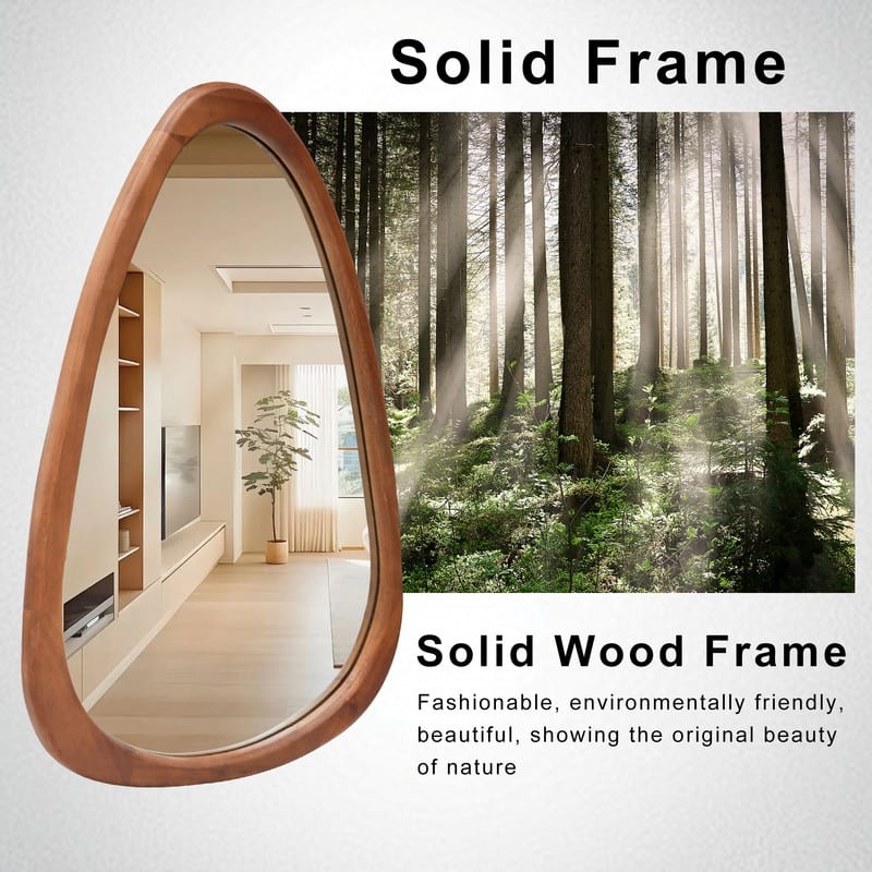 Irregular Mirror Asymmetrical Wood Wall Mirror