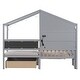 preview thumbnail 8 of 7, Grey Twin House Bed with Upholstered Sofa & Drawers