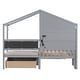preview thumbnail 17 of 16, Twin Size House Bed with Upholstered Sofa, Charging Station, Wireless Charging, Shelves, and Two Drawers