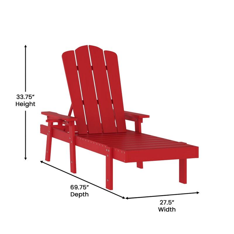All-Weather Commercial Adjustable Lounge Chair with Fold Out Cupholder